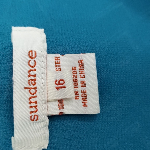 Sundance Dress, Size 16, Teal Blue Sleeveless, Embroidered Southwest Style Vneck - Picture 4 of 9